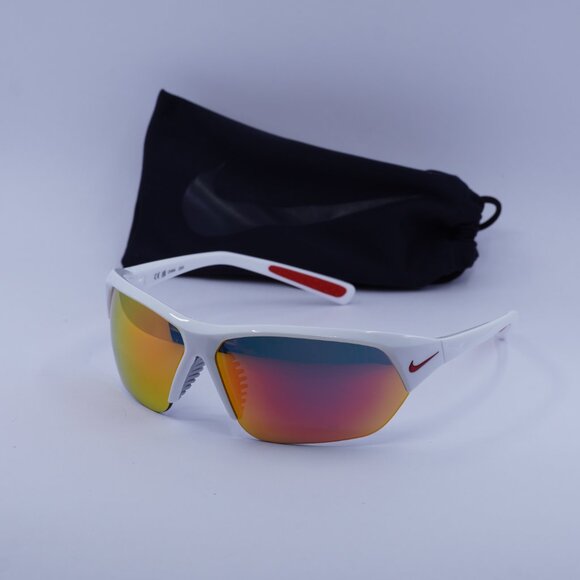 NIKE SKYLON ACE FQ4683 106 Geometric Sunglasses - White/Grey/Red Mirror - Picture 5 of 9